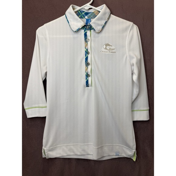 Blue Q Other - GG Blue M Medium Wicking White 3/4 Sleeve Polo OCEAN FOREST Golf Club SEA ISLAND